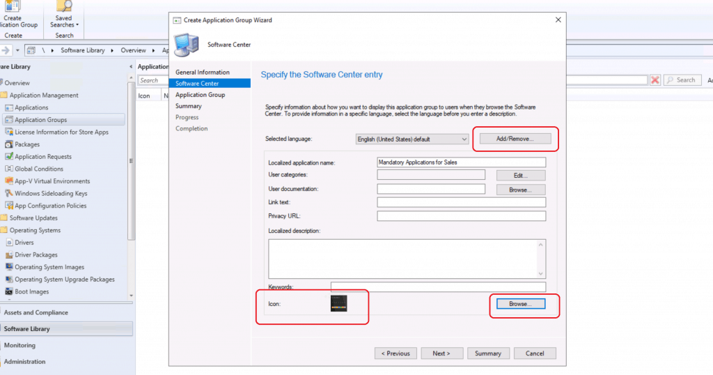 Add additional Languages - Create Application Group Using SCCM