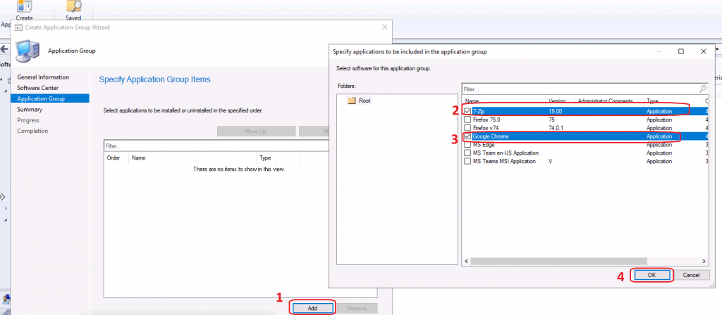 Add application - Create Application Group Using SCCM