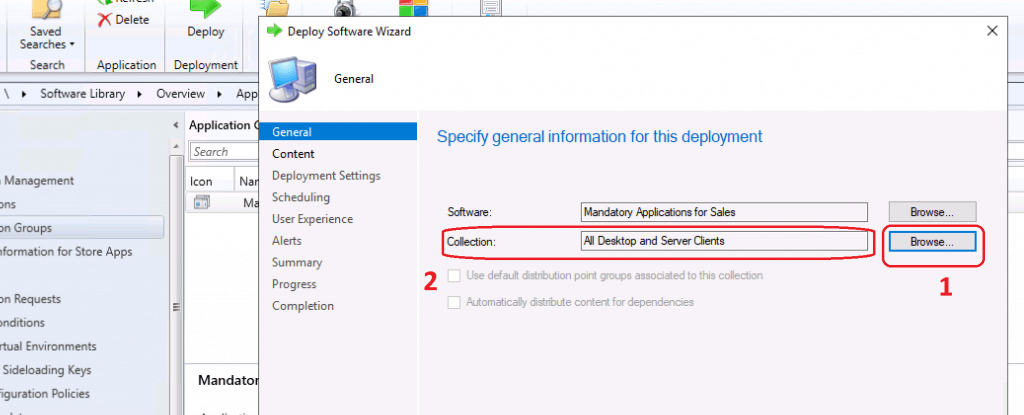 Deploy Software Wizard - Create Application Groups Using SCCM