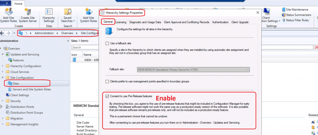FIX SCCM Pre-Release Features are Grayed Out | Enable | ConfigMgr - Fig.3