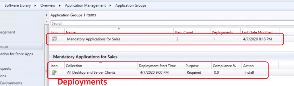 Application Groups Using SCCM - Deployments