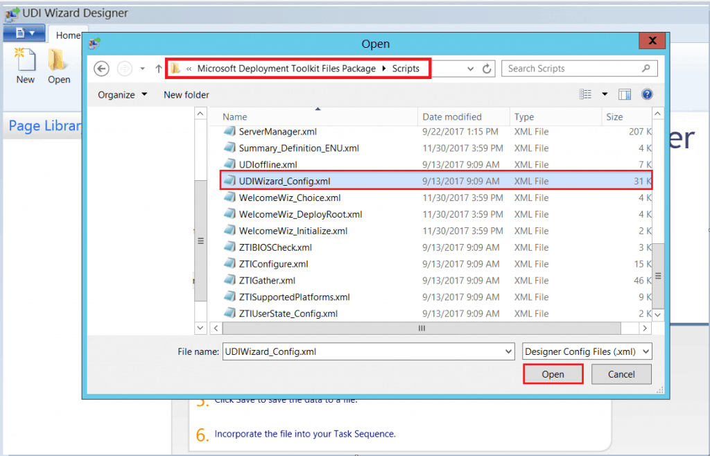 MDT Files Package Source - Open UDIWizard_Config.xml File - Customizing UDI Wizard