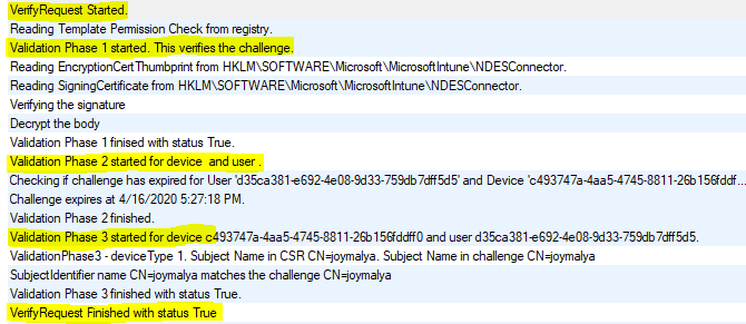 Intune SCEP Certficate Workflow - CRP Log Analysis - Cert Request Validation for Challenge