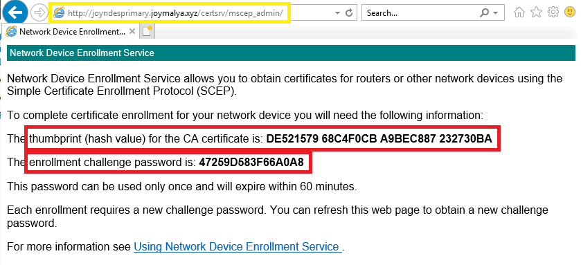 Intune SCEP Deep Dive - In General SCEP worfklow we have seen the device Admin navigates to \certsrv\mscep_admin to retrieve challengePassword.