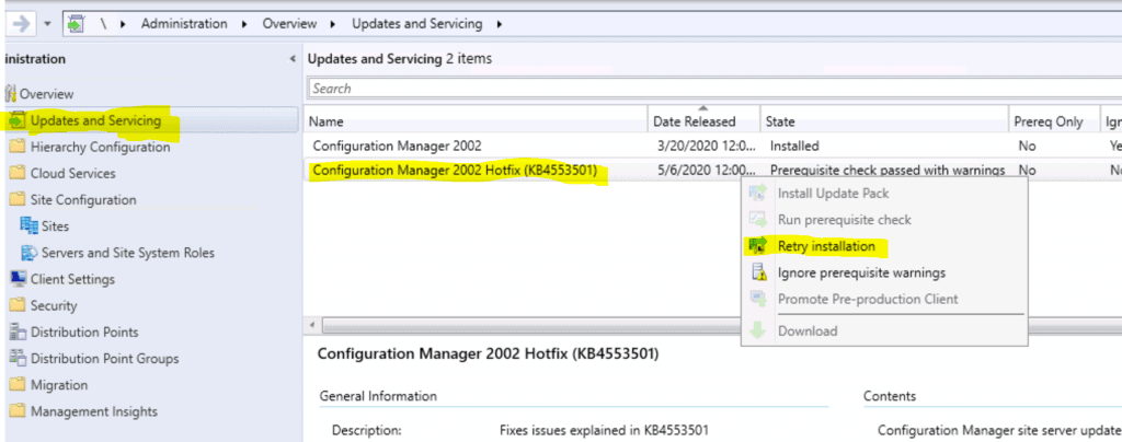 Learn How to Retry ConfigMgr Hotfix Installation | SCCM - Fig.1