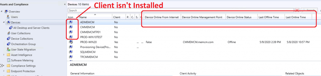 ConfigMgr Client Status from SCCM Console