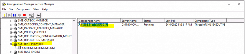 ConfigMgr Service Manager SMS_Rest_Provider