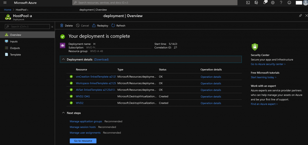 WVD v2 Admin Experience Create New Host Pool | Workspace | Session Host