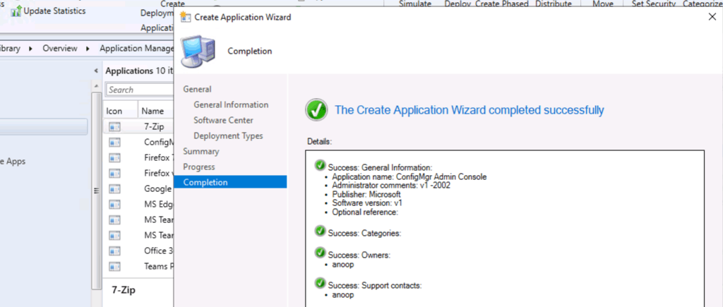 Create ConfigMgr Admin Console Application Using SCCM