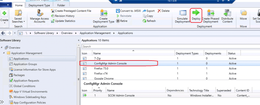 ConfigMgr Admin console application