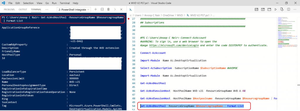 WVD V2 Management Using Visual Studio Code Instead of PowerShell ISE