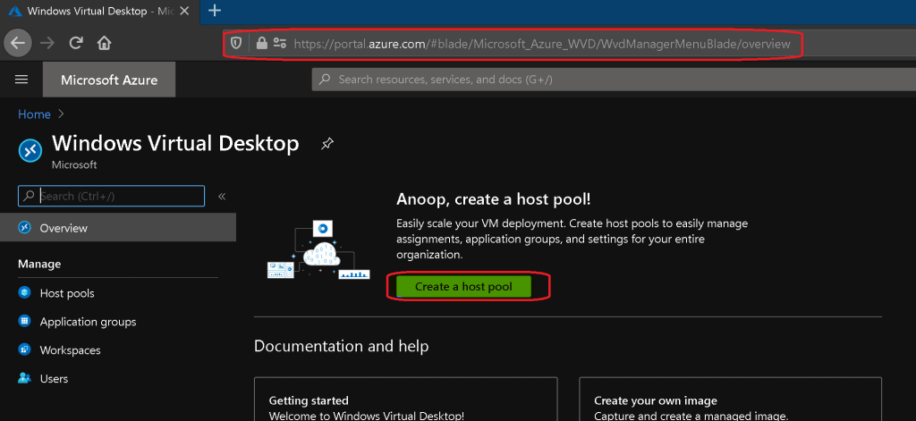 Create a host pool - WVD v2 Admin Experience Create New Host Pool | Workspace | Session Host