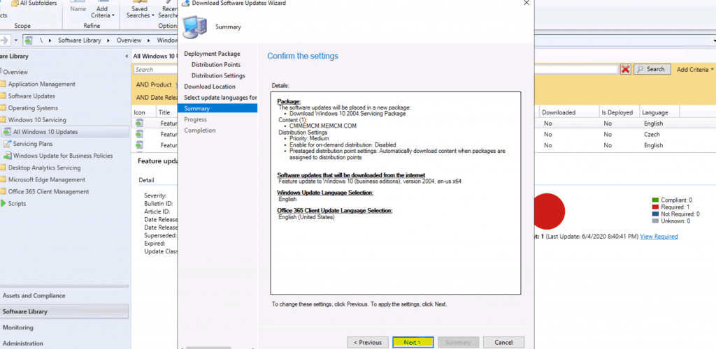 Upgrade to Windows 10 2004 Using ConfigMgr