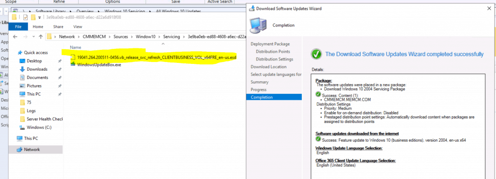 Upgrade to Windows 10 2004 Using ConfigMgr