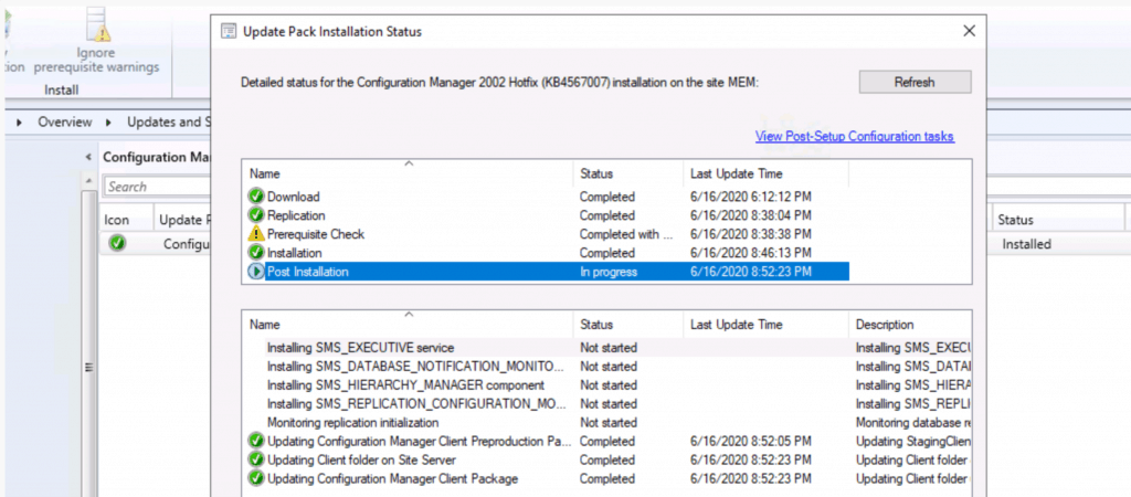 SCCM 2002 KB4567007 Stuck at Post Installation | ConfigMgr