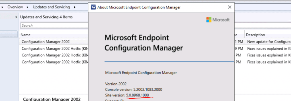 SCCM 2002 Site Version Confusion HotFix KB4567007 Update | ConfigMgr - Fig.2