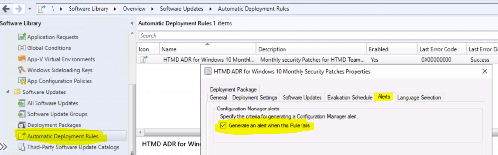 SCCM ADR Failure Alerts Setup Using ConfigMgr Subscriptions | ConfigMgr