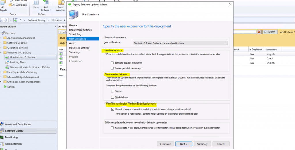 Software Updates Deployment re-evaluation behavior upon restart.