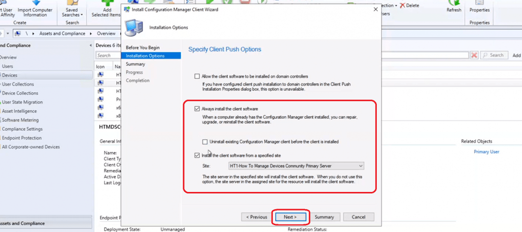 Configuration Management Client Install ConfigMgr Client Using Client Push Installation Method SCCM ...