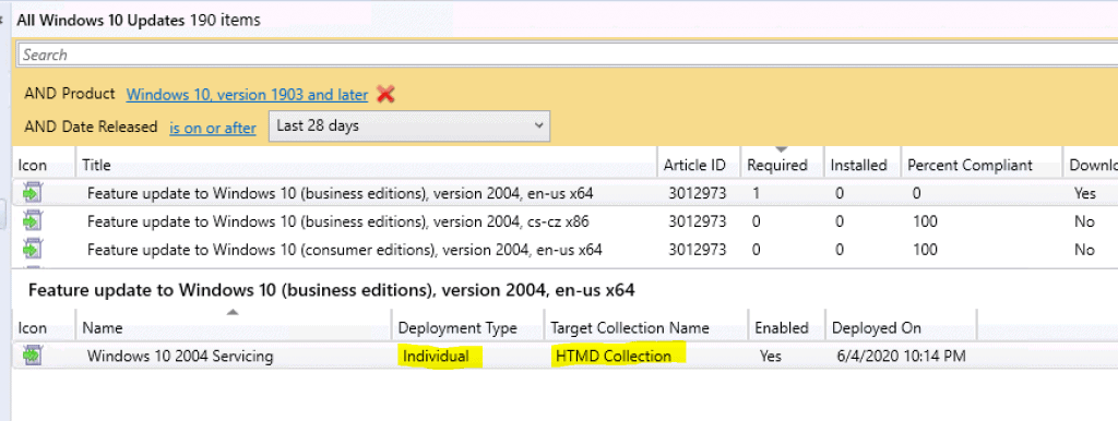 deployment for Windows 10 servicing using Configuration Manager.