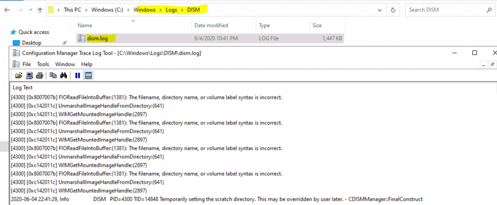 Dism.log - C:\Windows\Logs\DISM