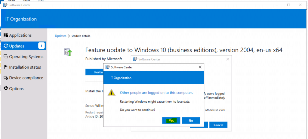 Upgrade to Windows 10 2004 Using SCCM | ConfigMgr | Servicing 4