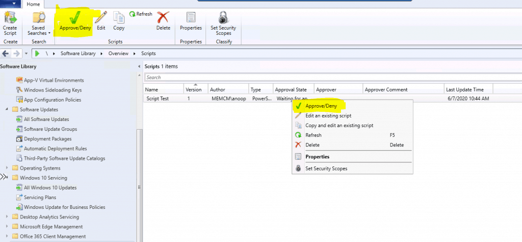 Fix SCCM Script Approve Deny Button is Disabled ConfigMgr
