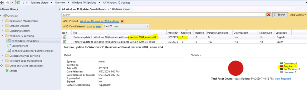 Upgrade to Windows 10 2004 Using SCCM