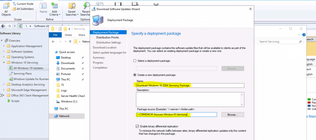 Create a new deployment package SCCM - ConfigMgr for Windows 10 2004