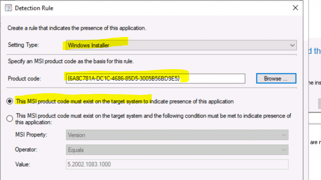 Create a SCCM Detection Rule