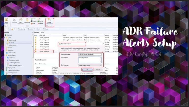SCCM ADR Failure Alerts Setup Using ConfigMgr Subscriptions ConfigMgr