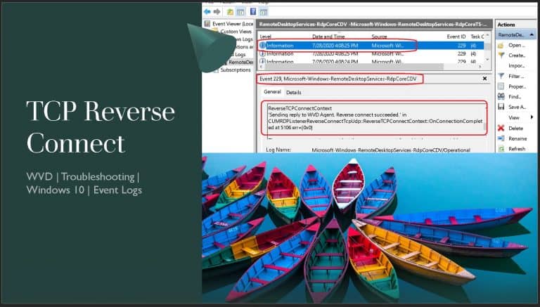 WVD Event Logs RDP Listener TCP Reverse Connect Windows 10