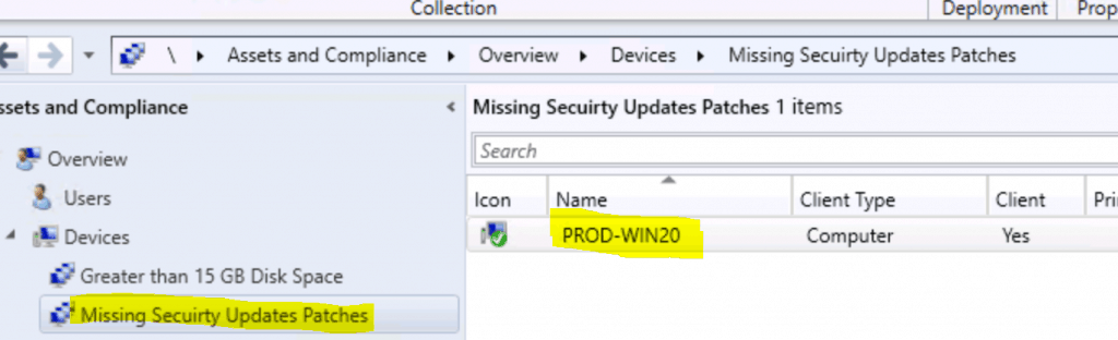 Missing Security Updates Patches SCCM Collection