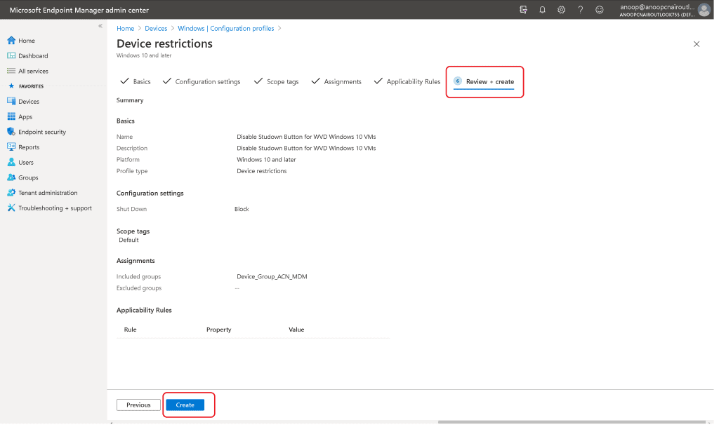 WVD Disable Shutdown Button for Windows 10 Devices Using Intune - Shutdown Button