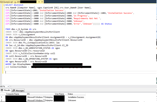 ConfigMgr Application Deployment Status using Custom Report, SQL query, and report builder