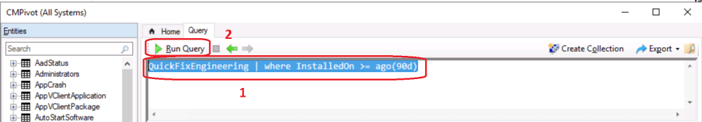 SCCM CMPivot Query Patches Installed in Last 90 Days | ConfigMgr