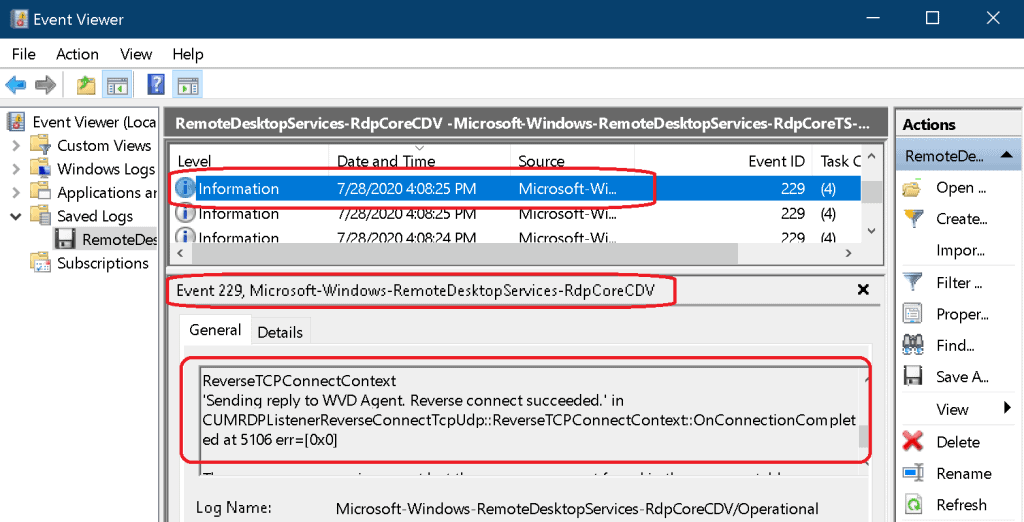 Understanding TCP Reverse Connect Flow for AVD using Event Logs - Fig.5