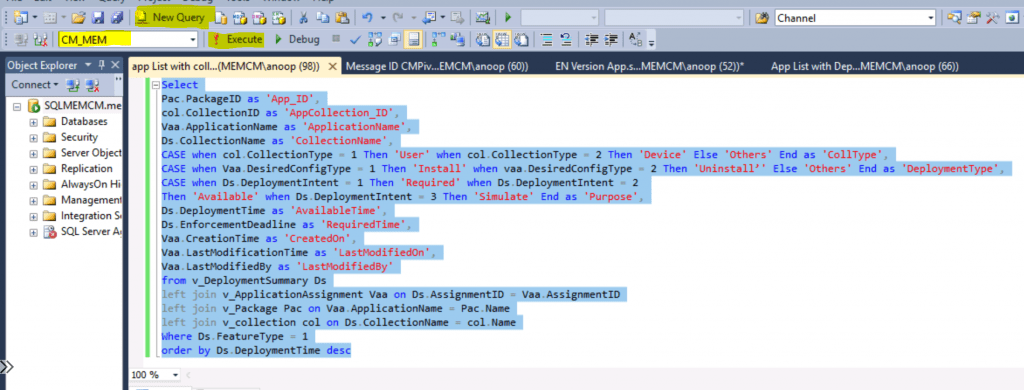 SCCM Application Deployment Custom Report SQL Query