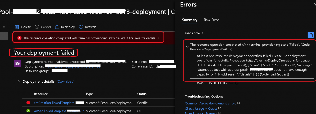  Results Deployment Operation Failed - AVD Deployment Failed 