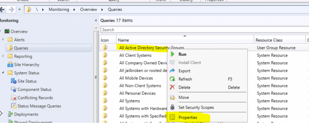 SCCM Query All Active Directory Security Groups Dynamic Collection