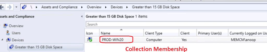 SCCM CMPivot Query Devices with Greater than 15 GB Free Disk Space 3