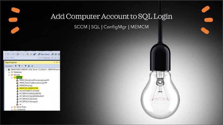 Add ConfigMgr Server Computer Account to SQL Login Sys Admin Access
