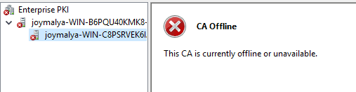 Intune SCEP Error - HTTP Error 500 - pkiview.msc - CA Offline or unavailable