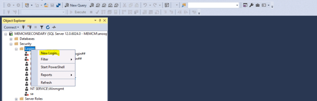 Add SCCM Server Computer Account to SQL Login Sys Admin Access - Fig.1