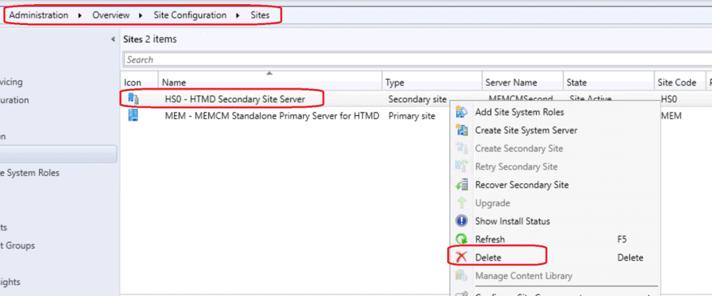 Uninstall or Delete or Remove SCCM Secondary Site | ConfigMgr - Fig.1