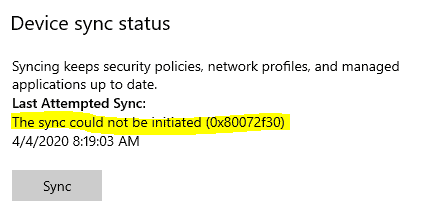 Windows 10 MDM Log - Ensure device sync is latest and has no connectivity issue in case of pending profile deployement status