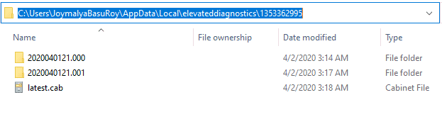 Windows 10 MDM Log - Intune ODC Log is saved to location %localappdata%\elevateddiagnostics 