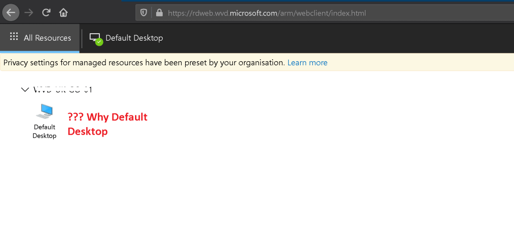 WVD Change Default Desktop Friendly Name Remote Desktop 1 WVD Change Default Desktop Friendly Name Desktop Icon