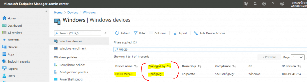 ConfigMgr Tenant Attach Synced Devices