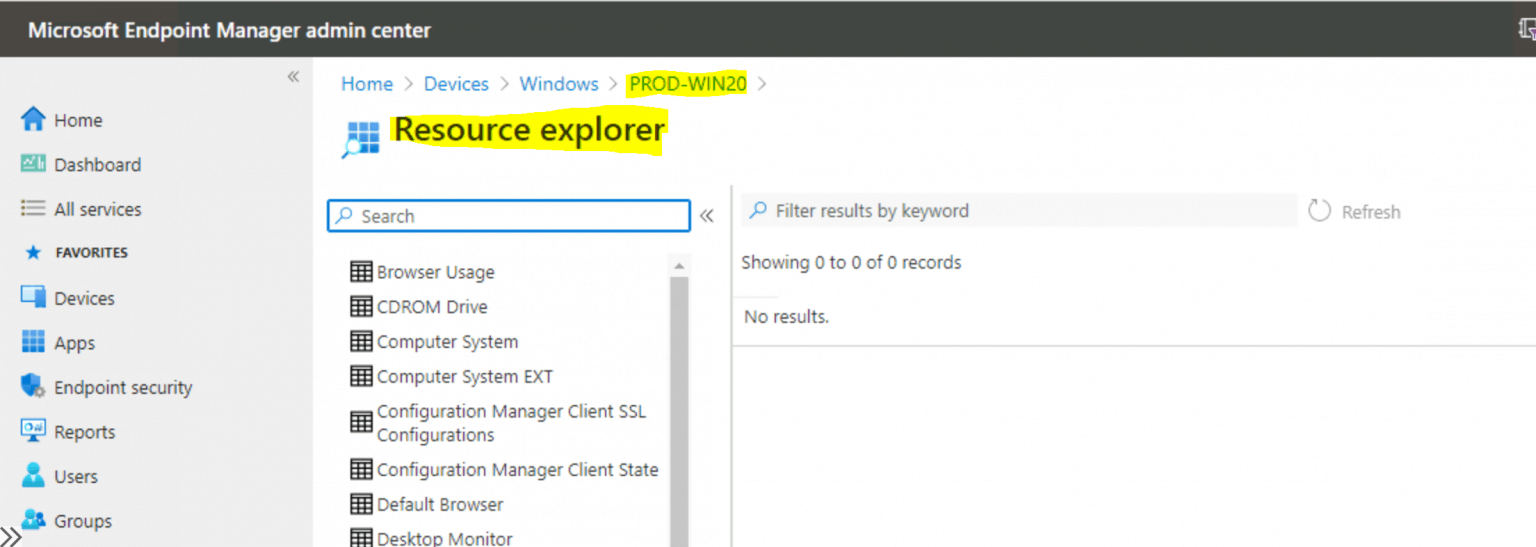 Access SCCM Resource Explorer From Intune Portal How To Manage Devices